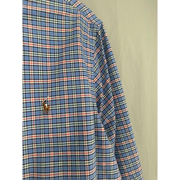 Ralph Lauren Shirt Mens Medium Blue Plaid Button Down Pony Long Sleeve Cotton - Picture 4 of 7